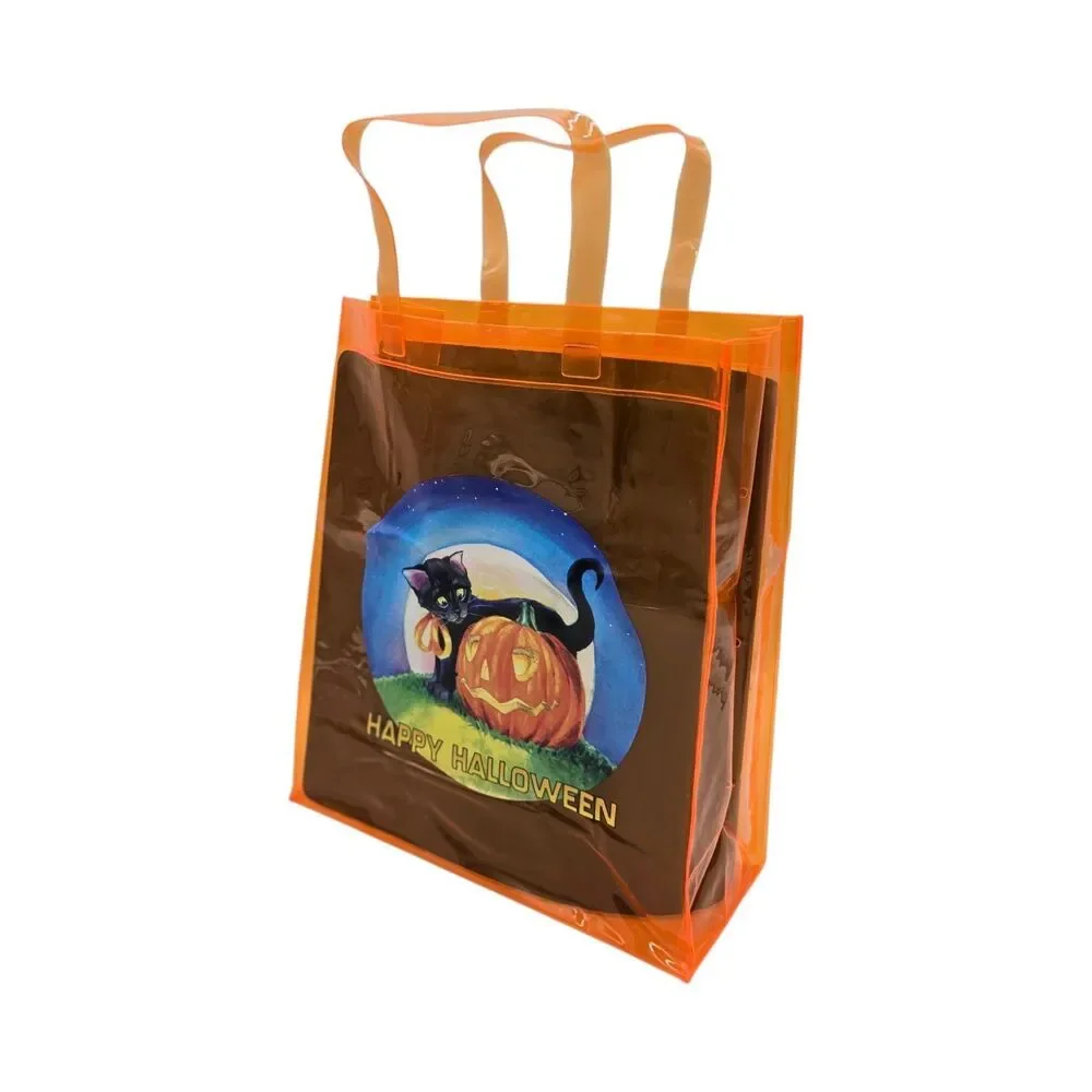 2004 Barnes & Noble Halloween Trick Treat Black Cat Pumpkin Rare Vinyl Tote Bag